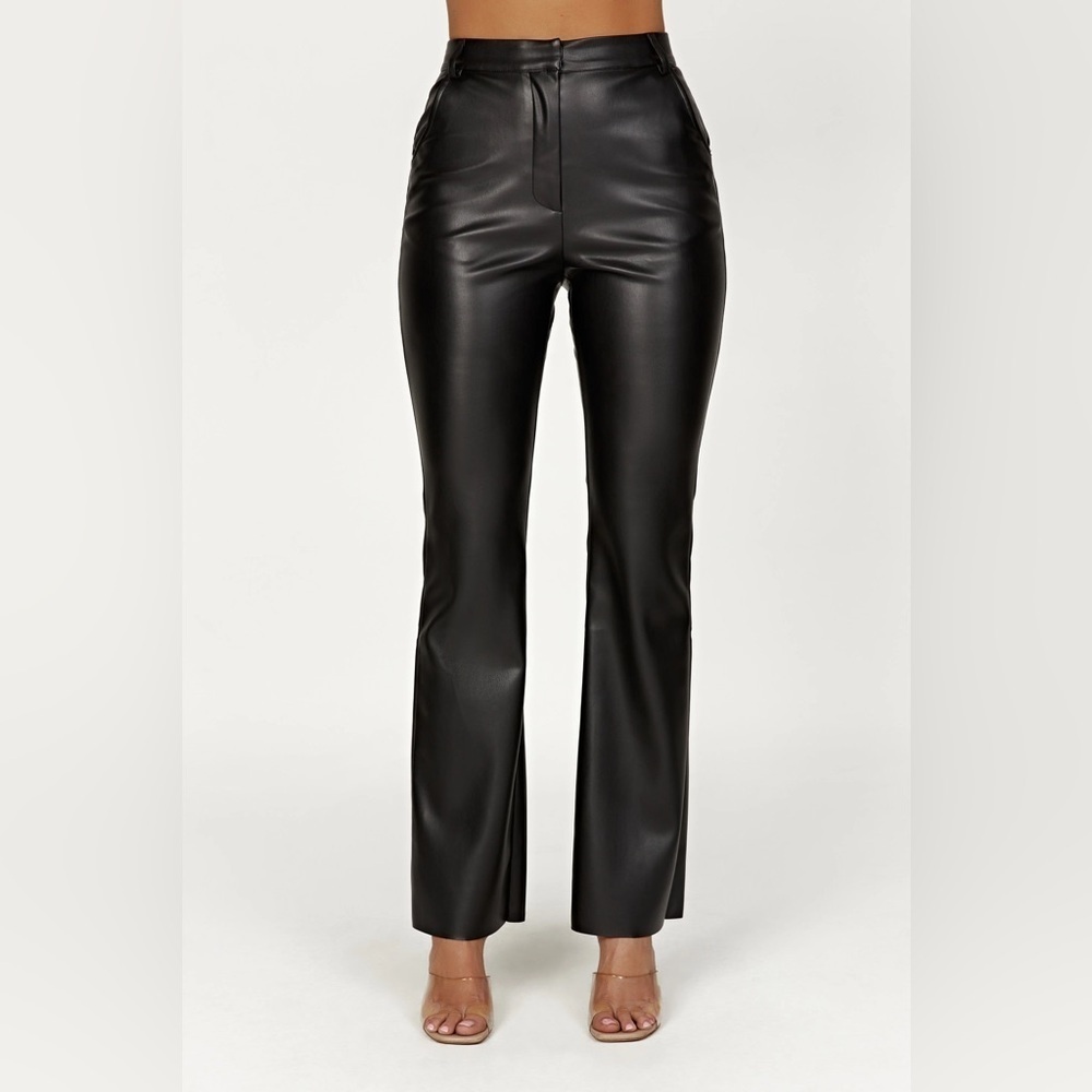 Meshki Tyra Straight Leg Faux Leather Pants in Black - Size XS